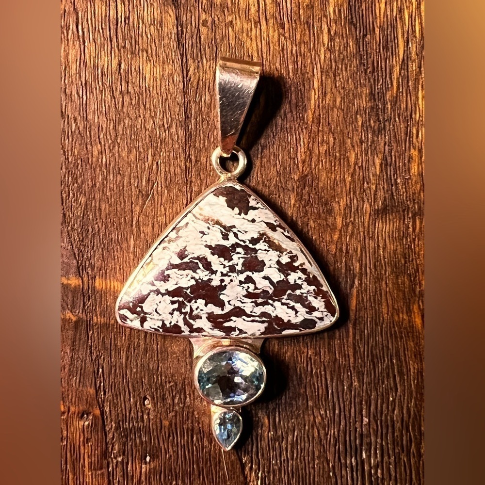 Charles Albert sterling silver Jasper blue topaz pendant - Picture 3 of 6